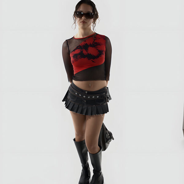 Top resille Noir et Rouge